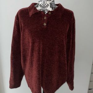 ⭐️ Vintage chenille burgundy sweater ⭐️ no tag or label but would fit a large